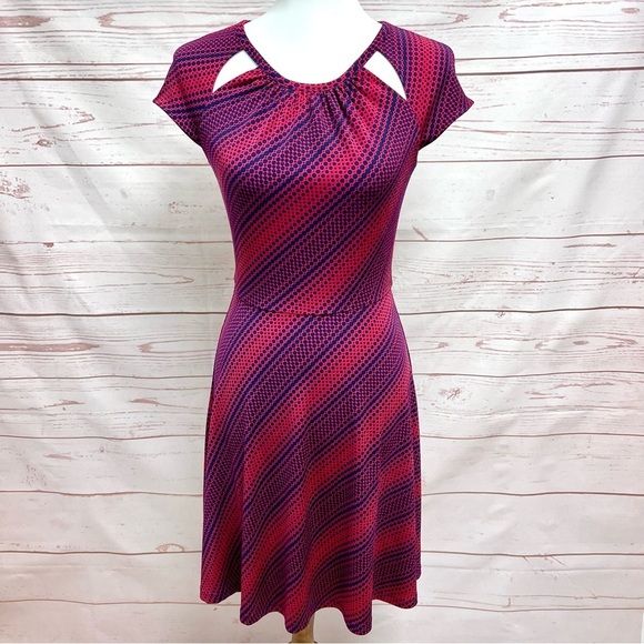 Michael Kors Cutout Mod Polka Dot Flare Dress - Picture 1 of 8